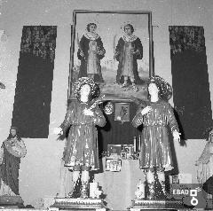Statua e quadro dei  S.S. Cosma e Damiano