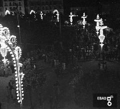 Luminarie in piazza in occasione della festa di San Vito Patrono  in piazza, anni 60